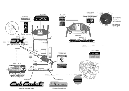 Label Map Diagram and Parts List for 3X30-INCHTRAC (31AH7ESZ710)(2016) Cub Cadet Snow Blower